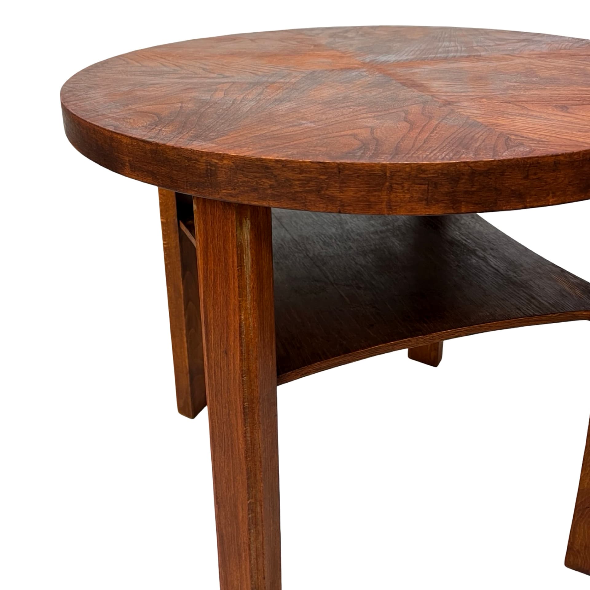 Stolik kawowy okrągły, brązowy, drewno, Niemcy, lata 60. - 210852
