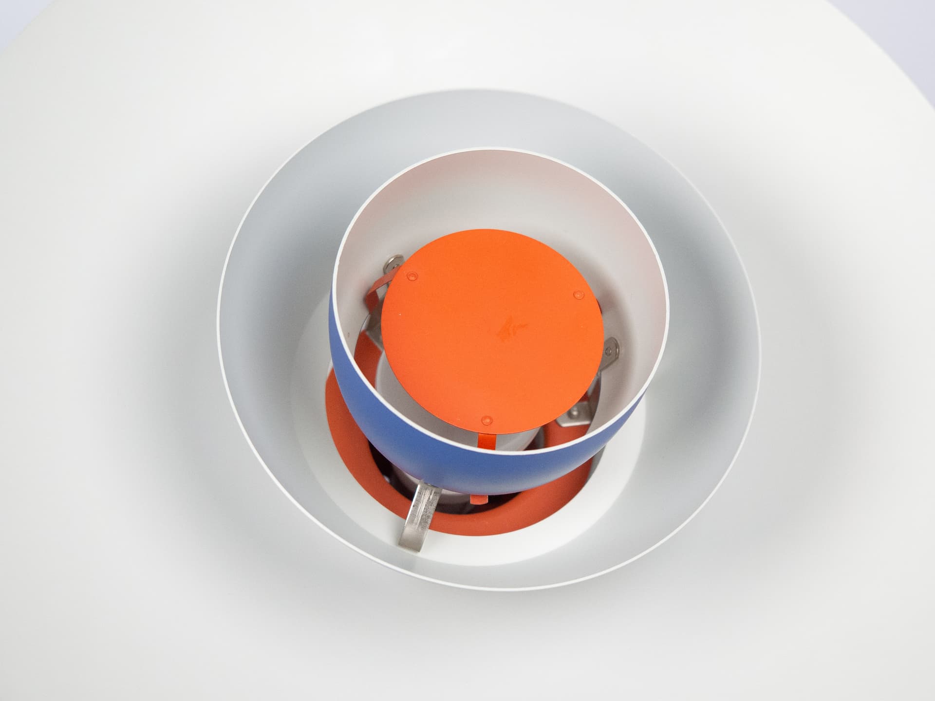 Pendant lamp PH 4/3, blue metal, by P. Henningsen, Louis Poulsen, Denmark, 1960s. - 210920