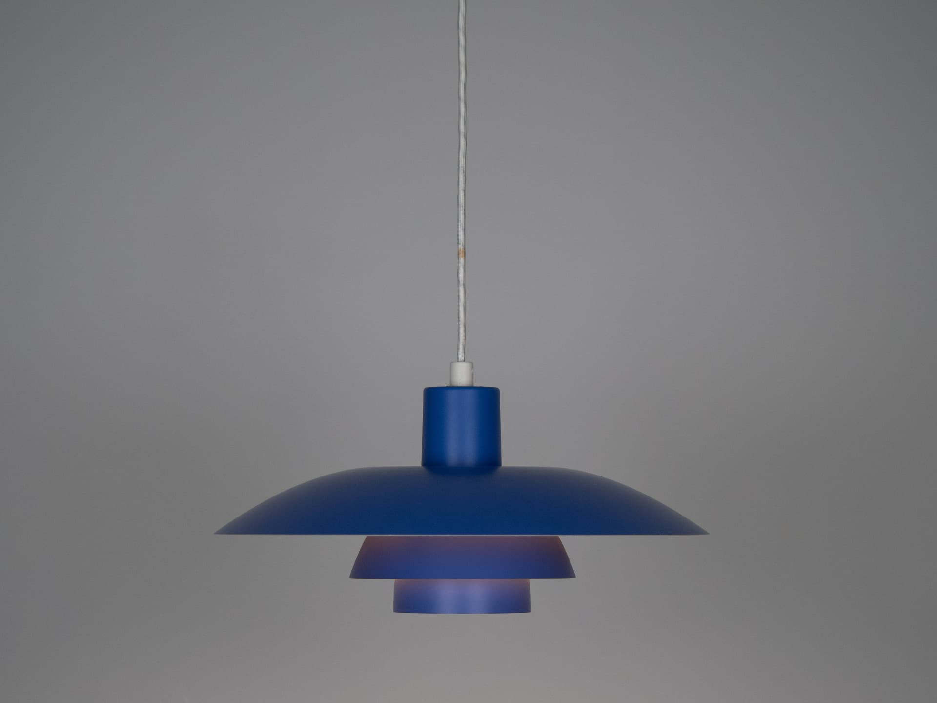 Pendant lamp PH 4/3, blue metal, by P. Henningsen, Louis Poulsen, Denmark, 1960s. - 210915