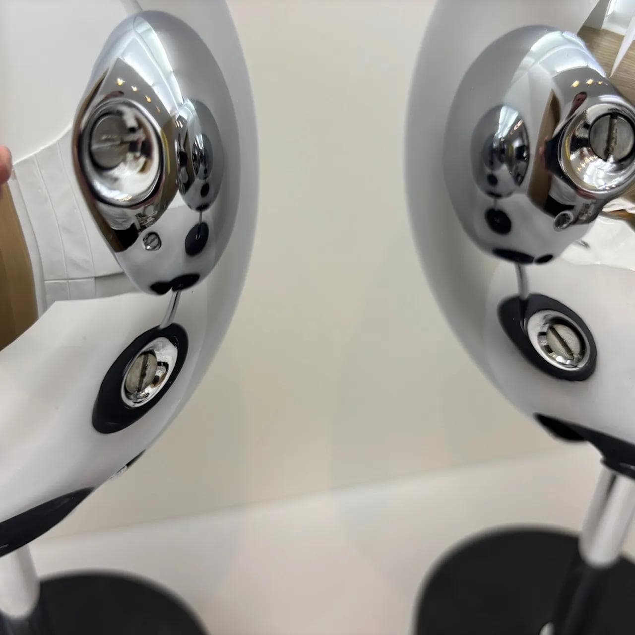 Pair of sconces Space Age, black chrome steel, Staff Leuchten, Germany, 1970s. - 15286