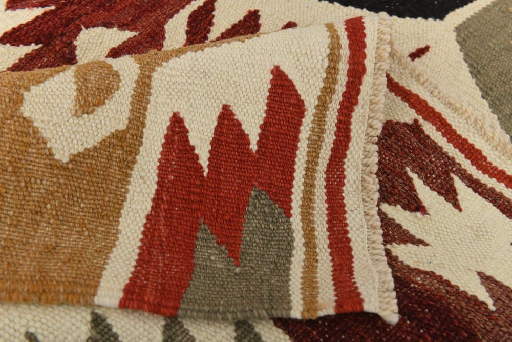 Kilim 350x259 cm, brązowy, czarny, wełna, lata 70. - 211267