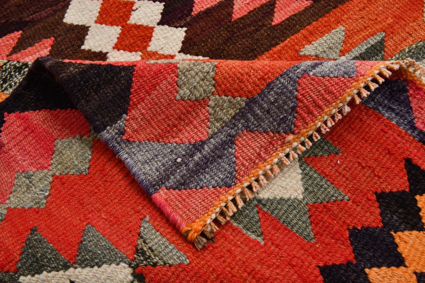 Chodnik kilimowy 330x93 cm, czarny, brązowy, wełna, Turcja, lata 60. - 211255