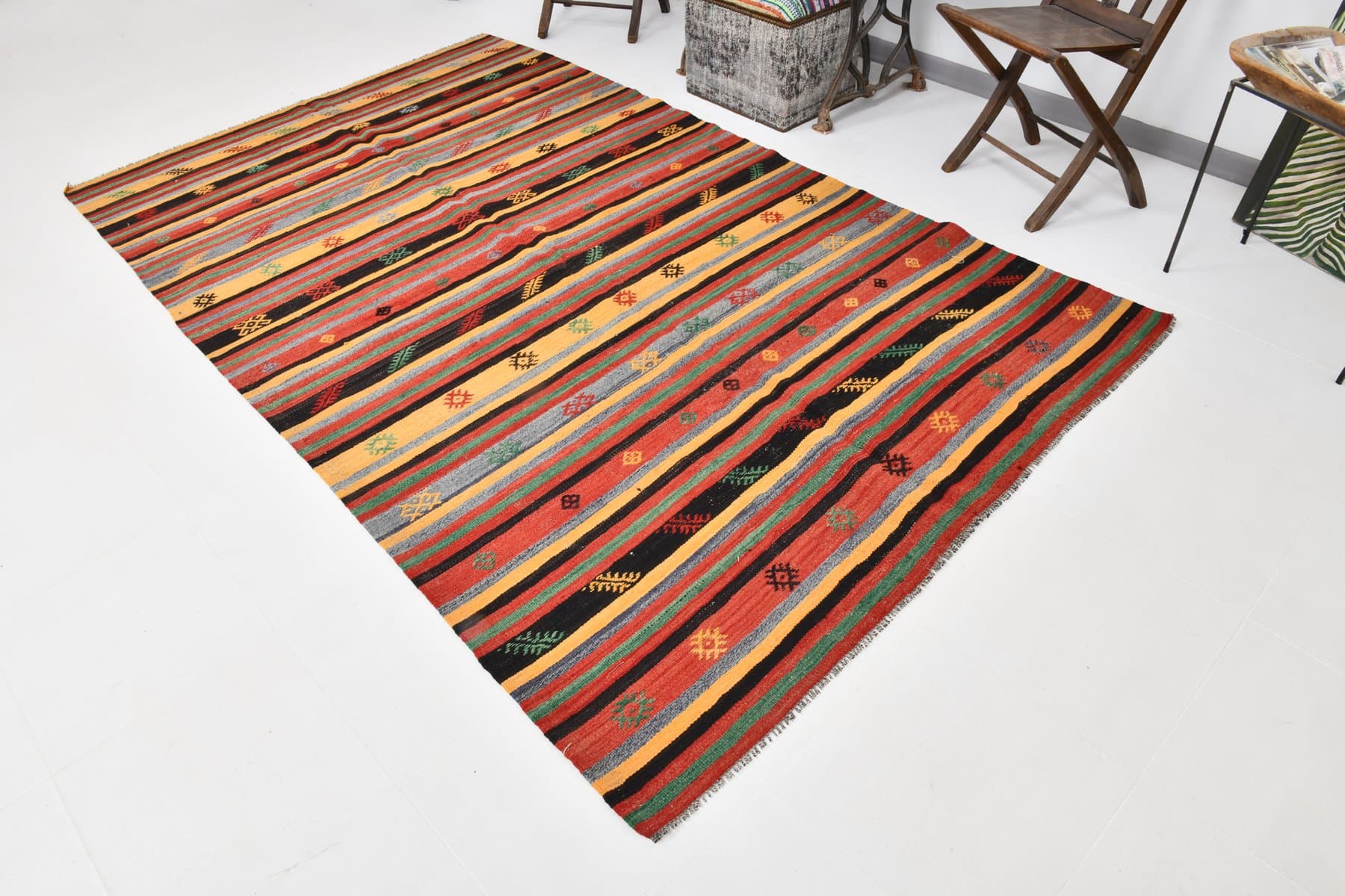 Dywan 279x170 cm, czerwony, brązowy, wełna, Turcja, lata 60. - 211240