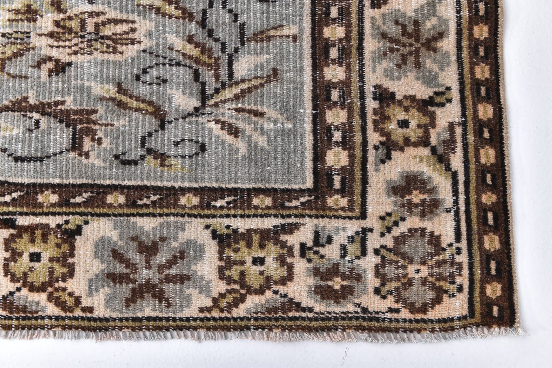 Dywan 166x246 cm, niebieski, brązowy, wełna, Turcja, lata 70. - 211224