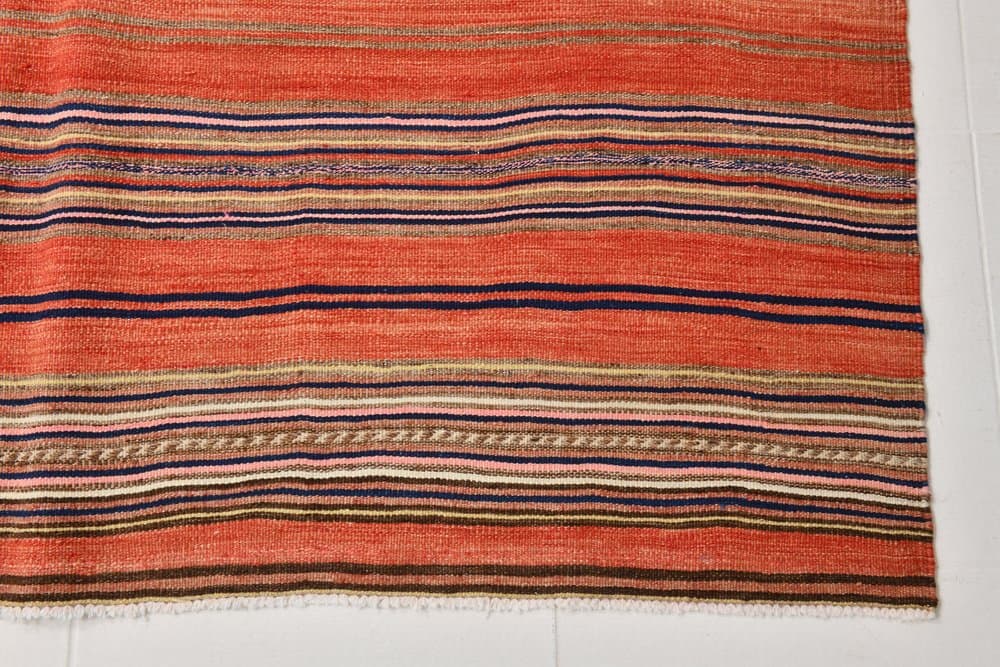 Kilim 162x257 cm, beżowy, czerwony, bawełna, lata 70. - 211205