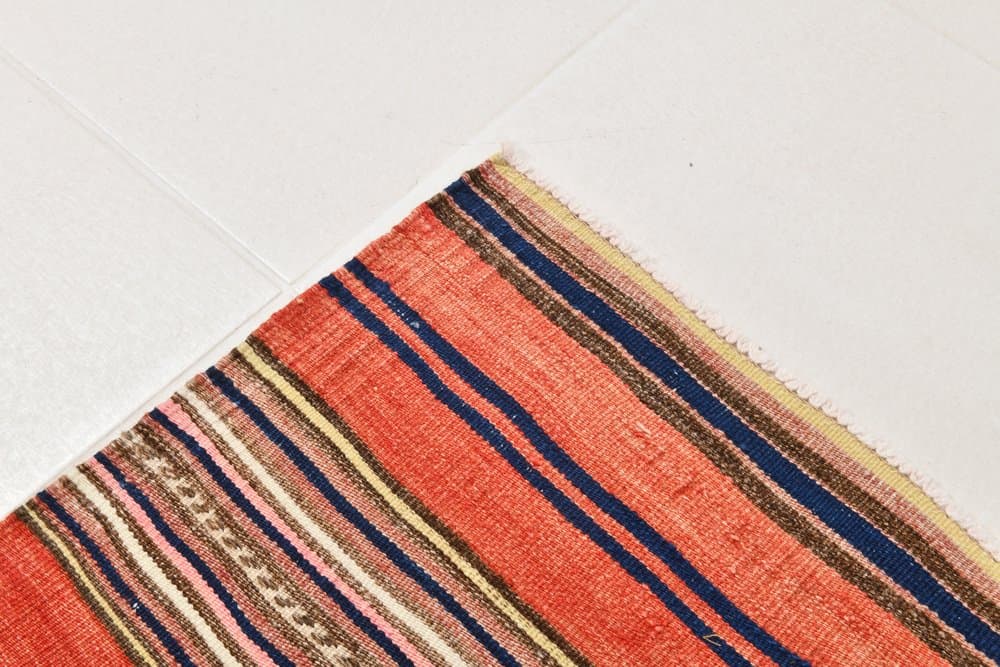 Kilim 162x257 cm, beżowy, czerwony, bawełna, lata 70. - 211196