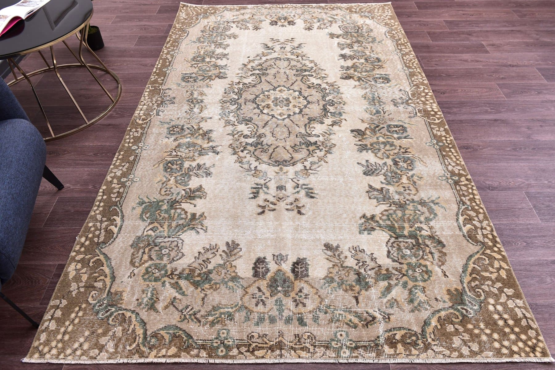 Dywan 162x262 cm, beżowy, brązowy, wełna, Turcja, lata 70. - 211160