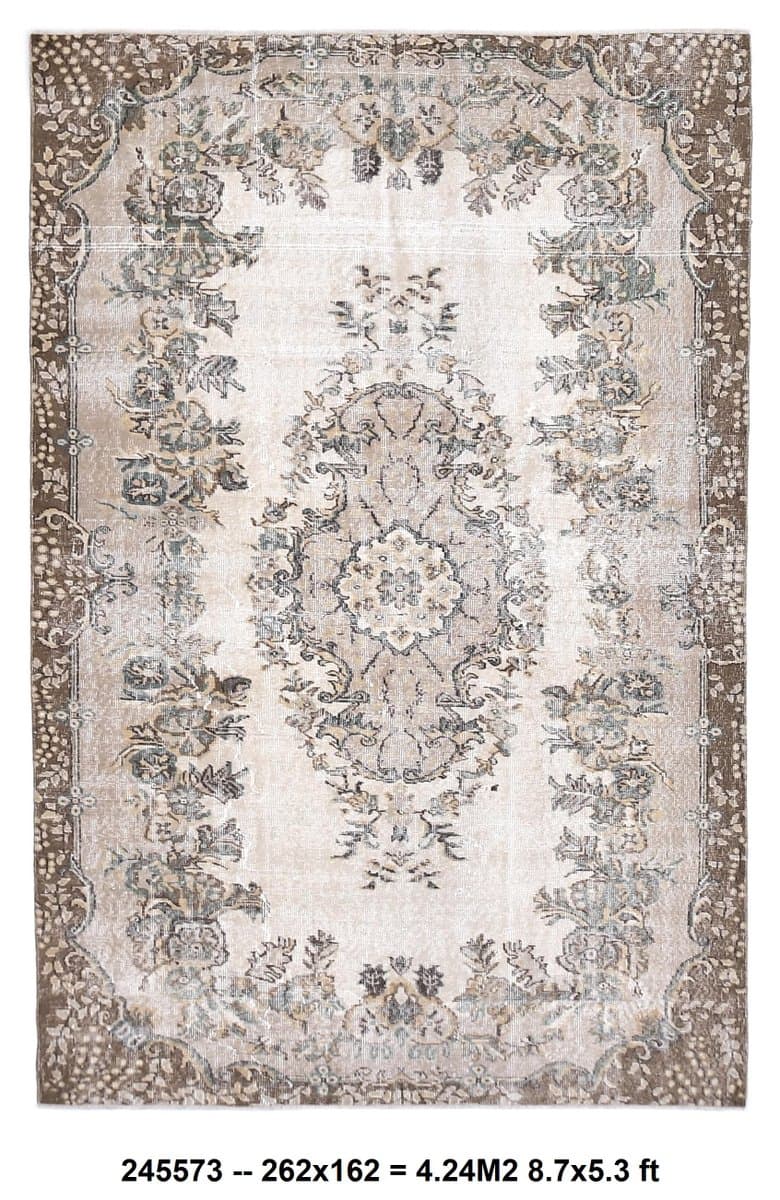 Dywan 162x262 cm, beżowy, brązowy, wełna, Turcja, lata 70. - 211159