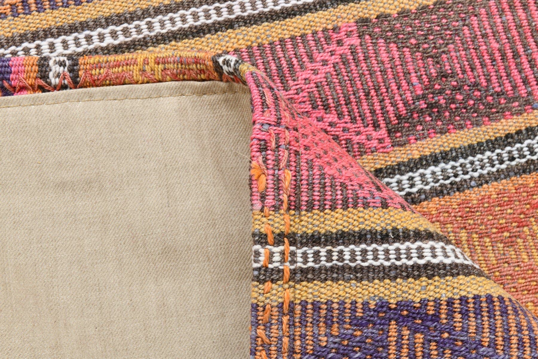 Chodnik 292x84 cm, pomarańczowy, fioletowy, wełna, Turcja, lata 60. - 211154