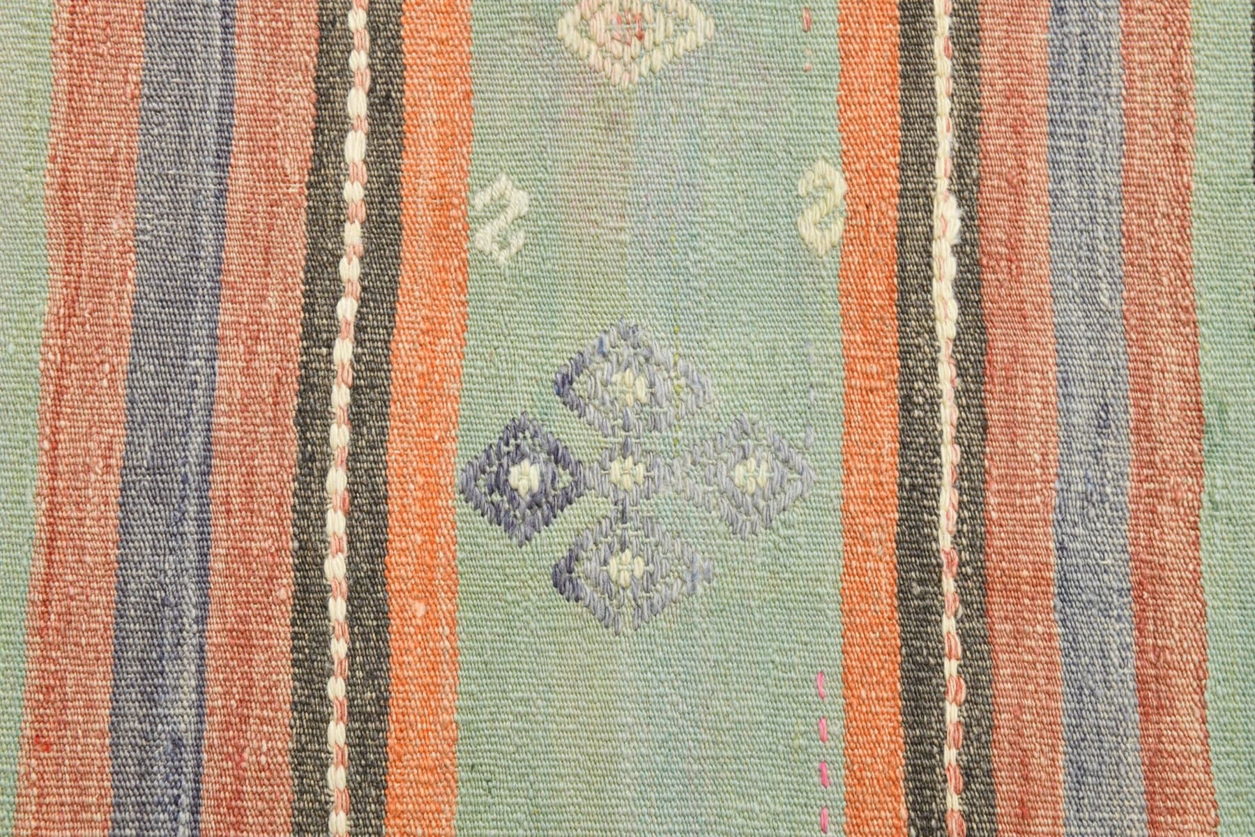 Kilim Rug 175x307 cm, orange, green, wool, Turkey, 1960s - 211114