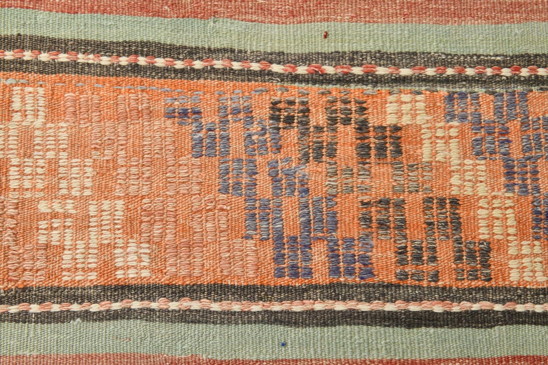 Kilim Rug 175x307 cm, orange, green, wool, Turkey, 1960s - 211113