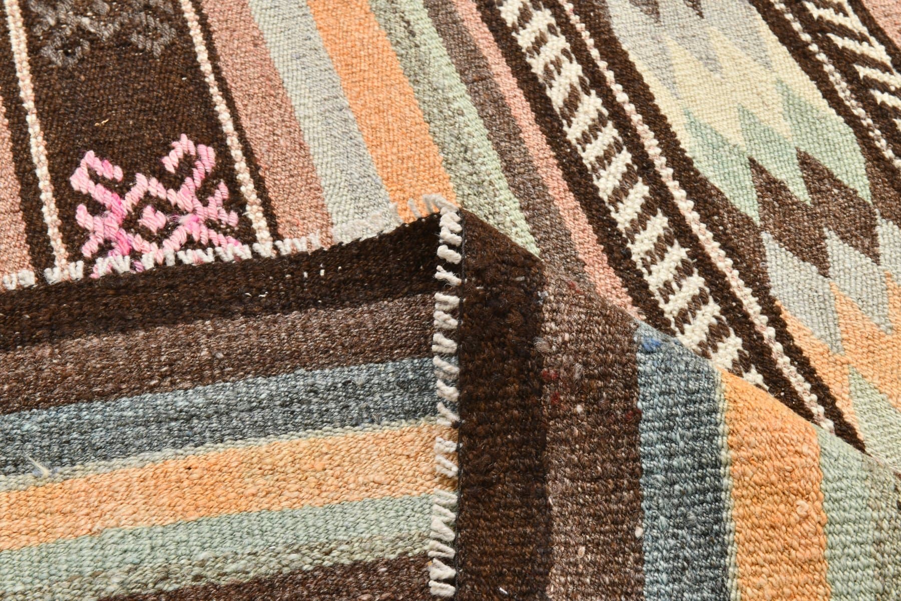 Kilim 174x292 cm, brown, orange, wool, Turkey, 1960s - 211104