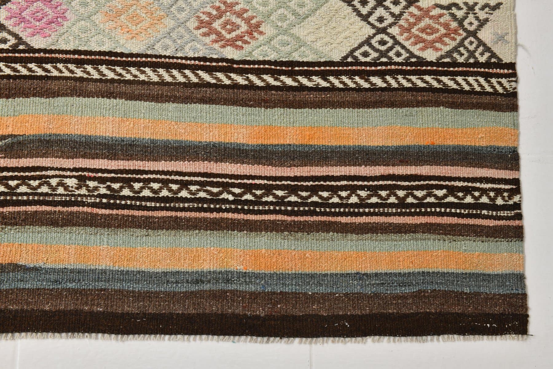 Kilim 174x292 cm, brown, orange, wool, Turkey, 1960s - 211103