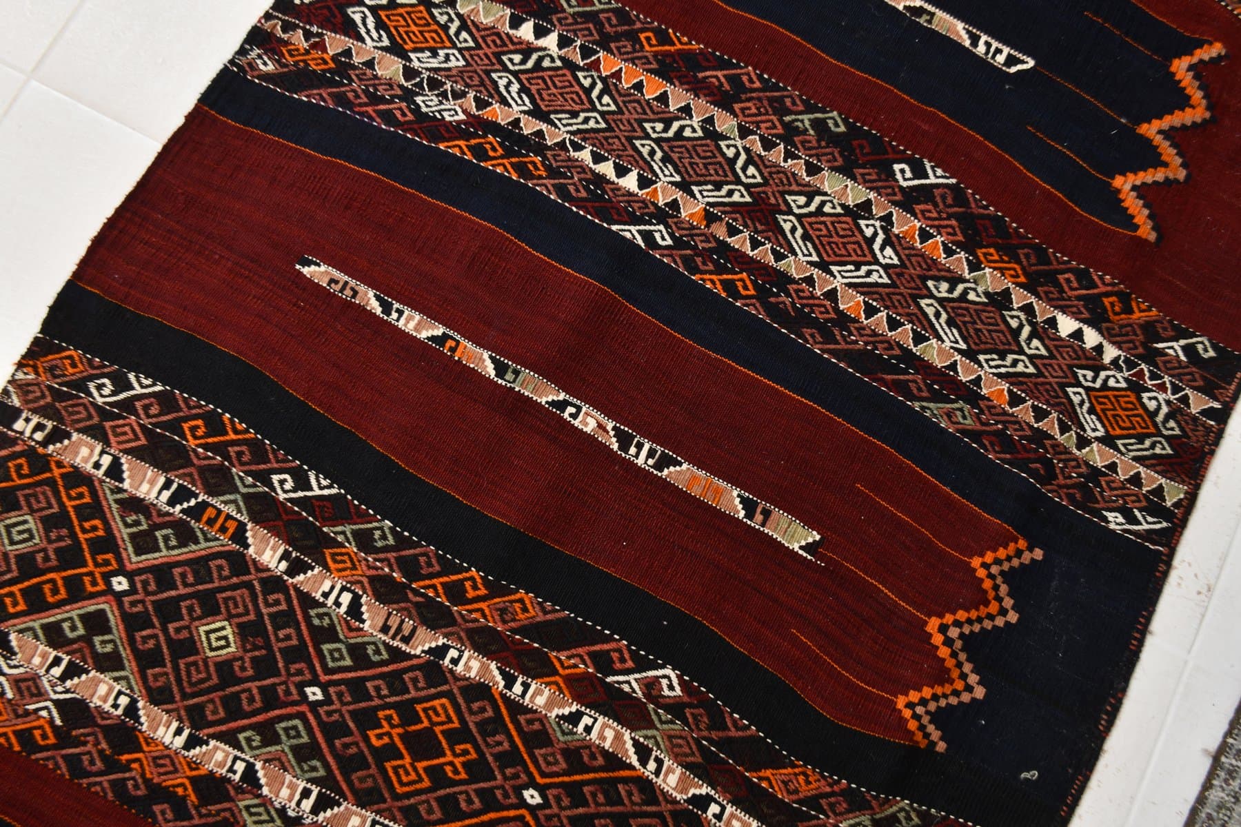 Runner 341x101 cm, red, beige, wool, Turkey, 1960s - 211090