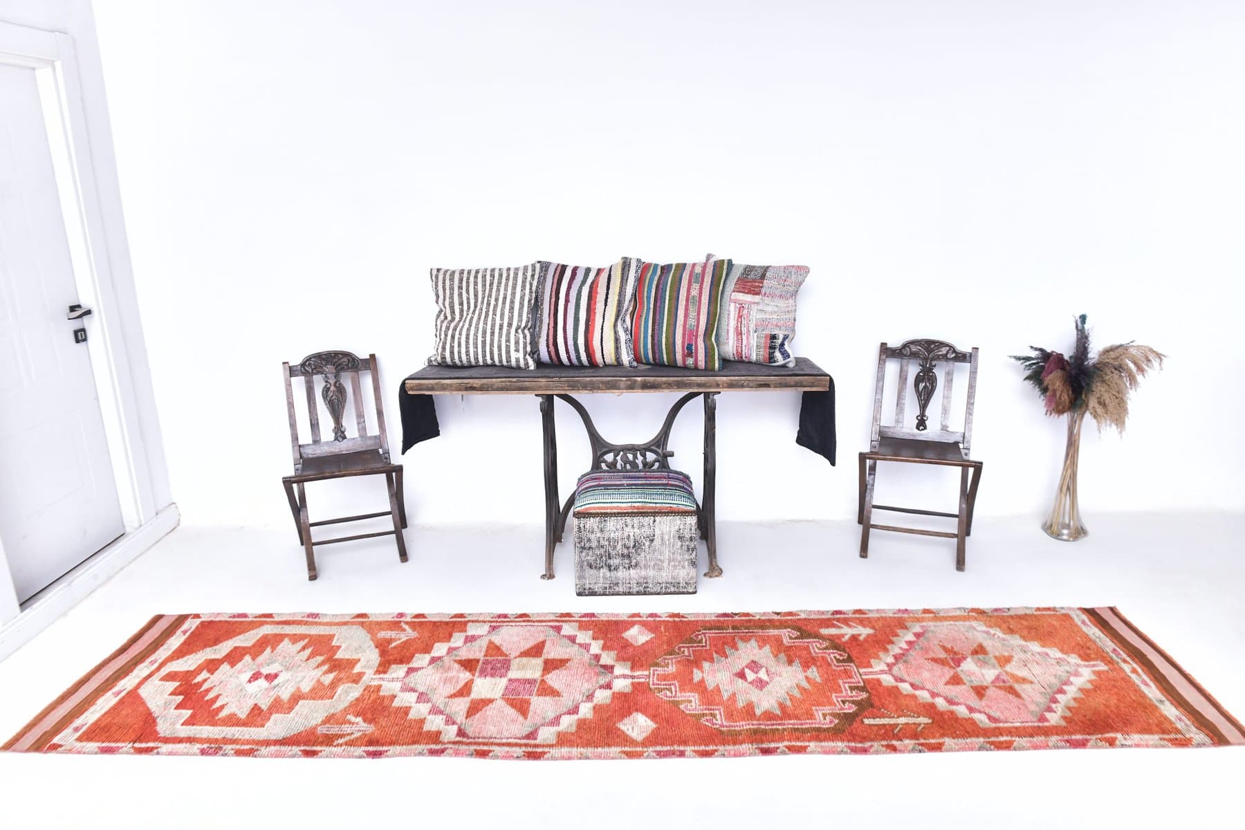 Chodnik 357x79 cm, czerwony, wełna, Turcja, lata 70. - 211317