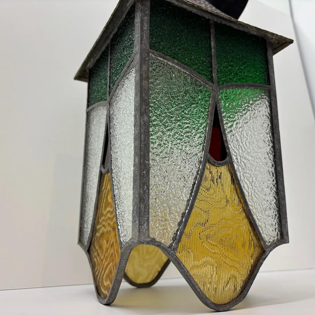 Lampa wisząca witrażowa, multikolor, metal szkło, Niemcy, lata 50. - 15485