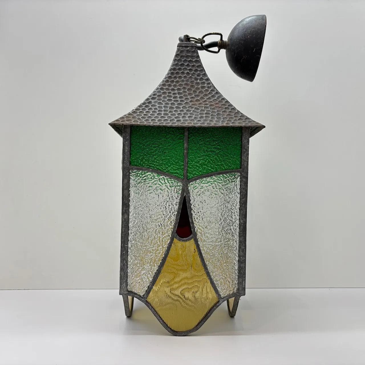 Lampa wisząca witrażowa, multikolor, metal szkło, Niemcy, lata 50. - 15486