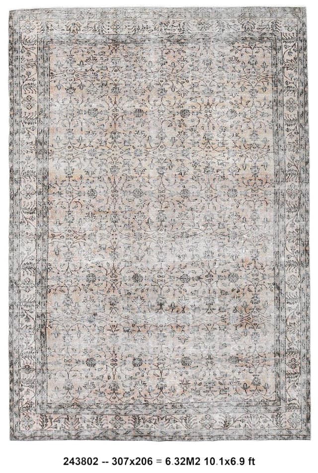 Dywan 307x206 cm, brązowy, wełna, Turcja, lata 60. - WYMIARY