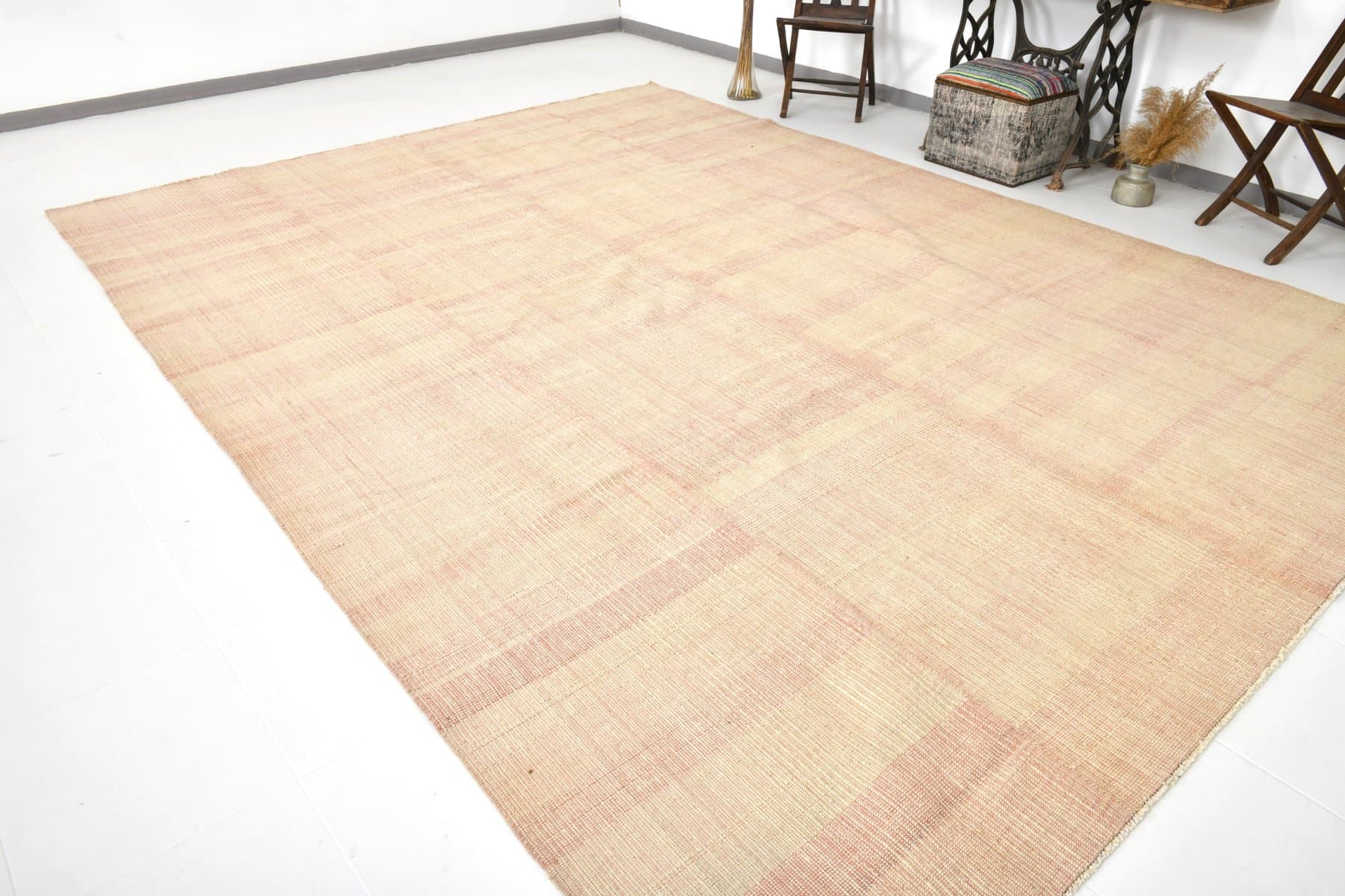 Kilim 405x300 cm, beżowy, wełna, Turcja, lata 80. - 211290