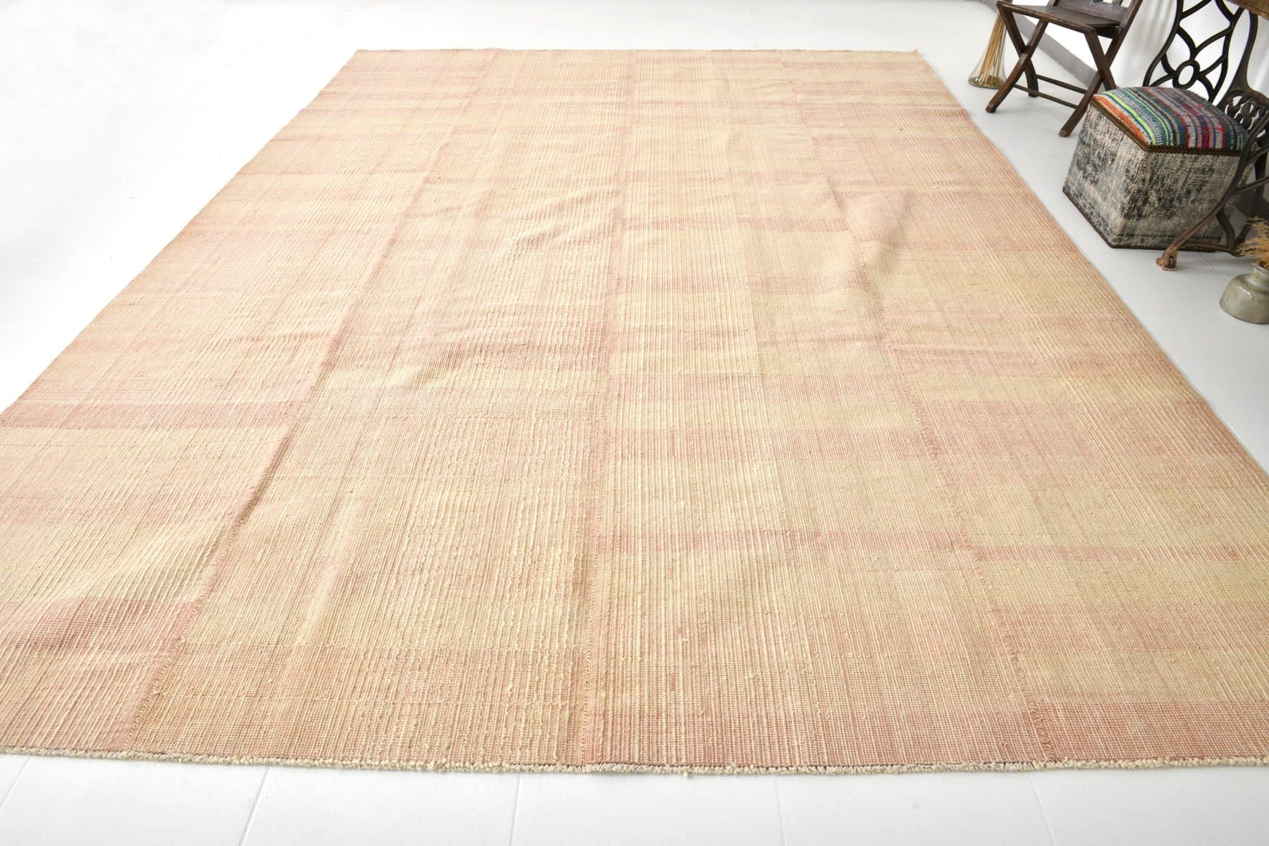 Kilim 405x300 cm, beżowy, wełna, Turcja, lata 80. - 211292