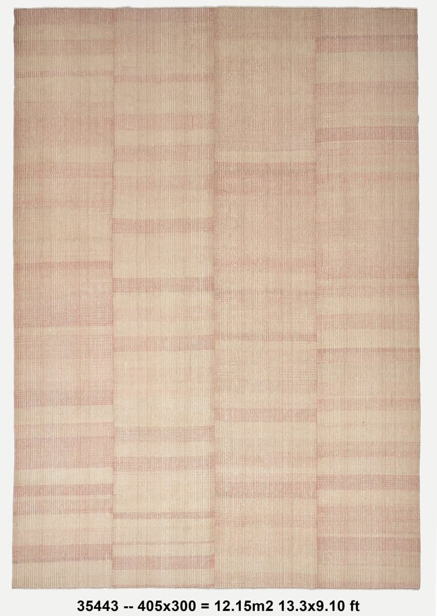 Kilim 405x300 cm, beżowy, wełna, Turcja, lata 80.