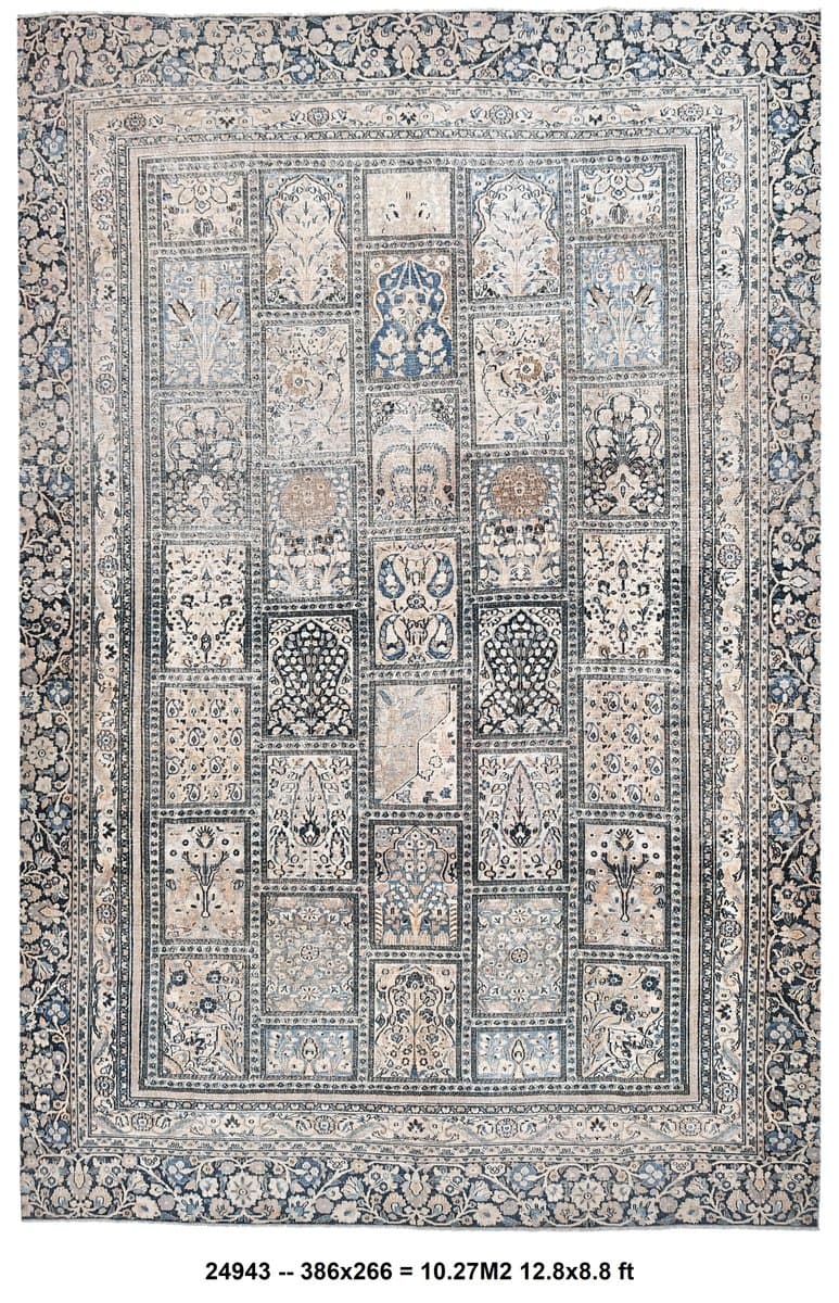 Dywan 386x266 cm, szary, wełna, Turcja, lata 70. - 211525