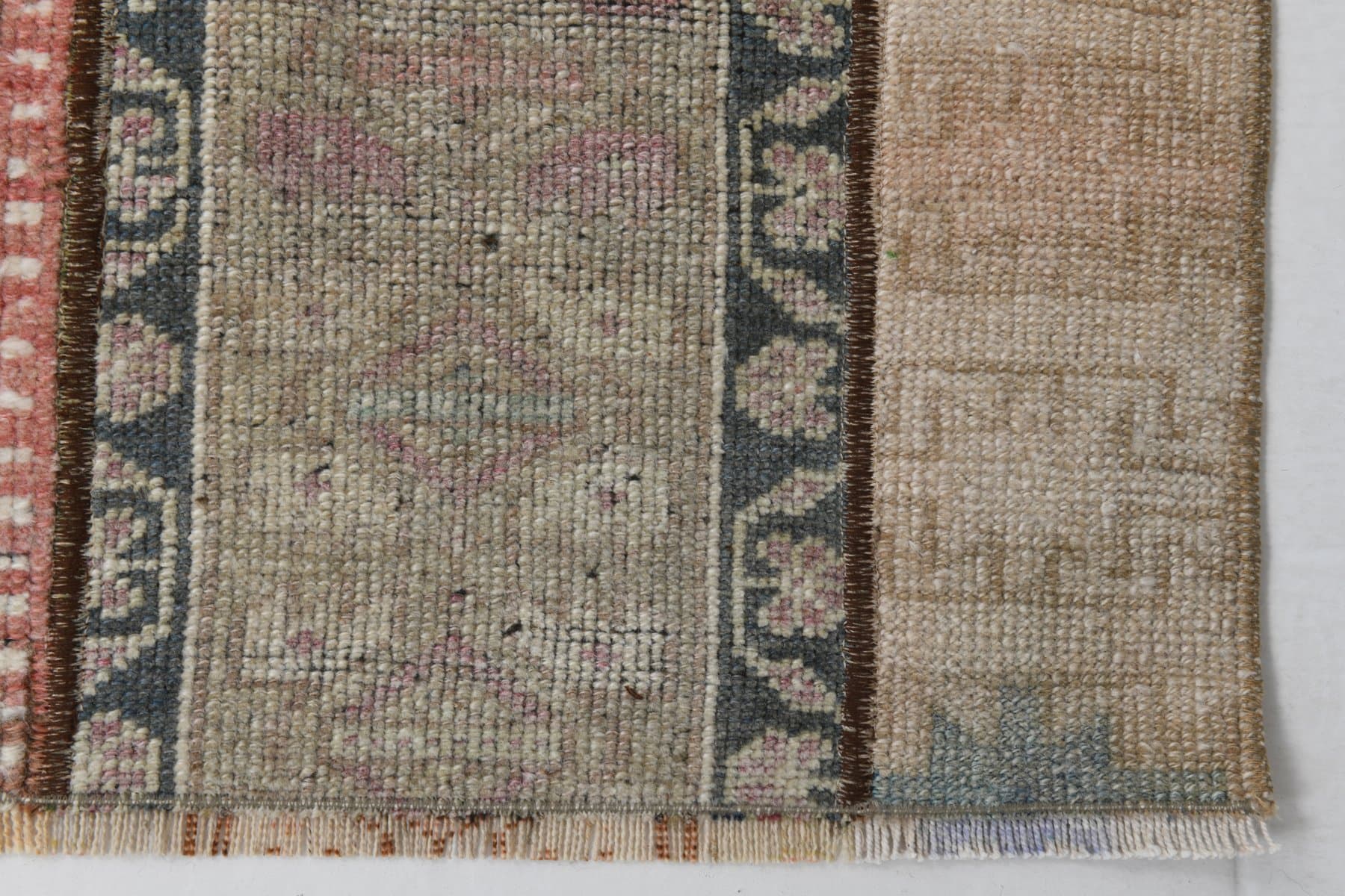 Dywan 98x61 cm, brązowy, beżowy, wełna, lata 60. - 211484