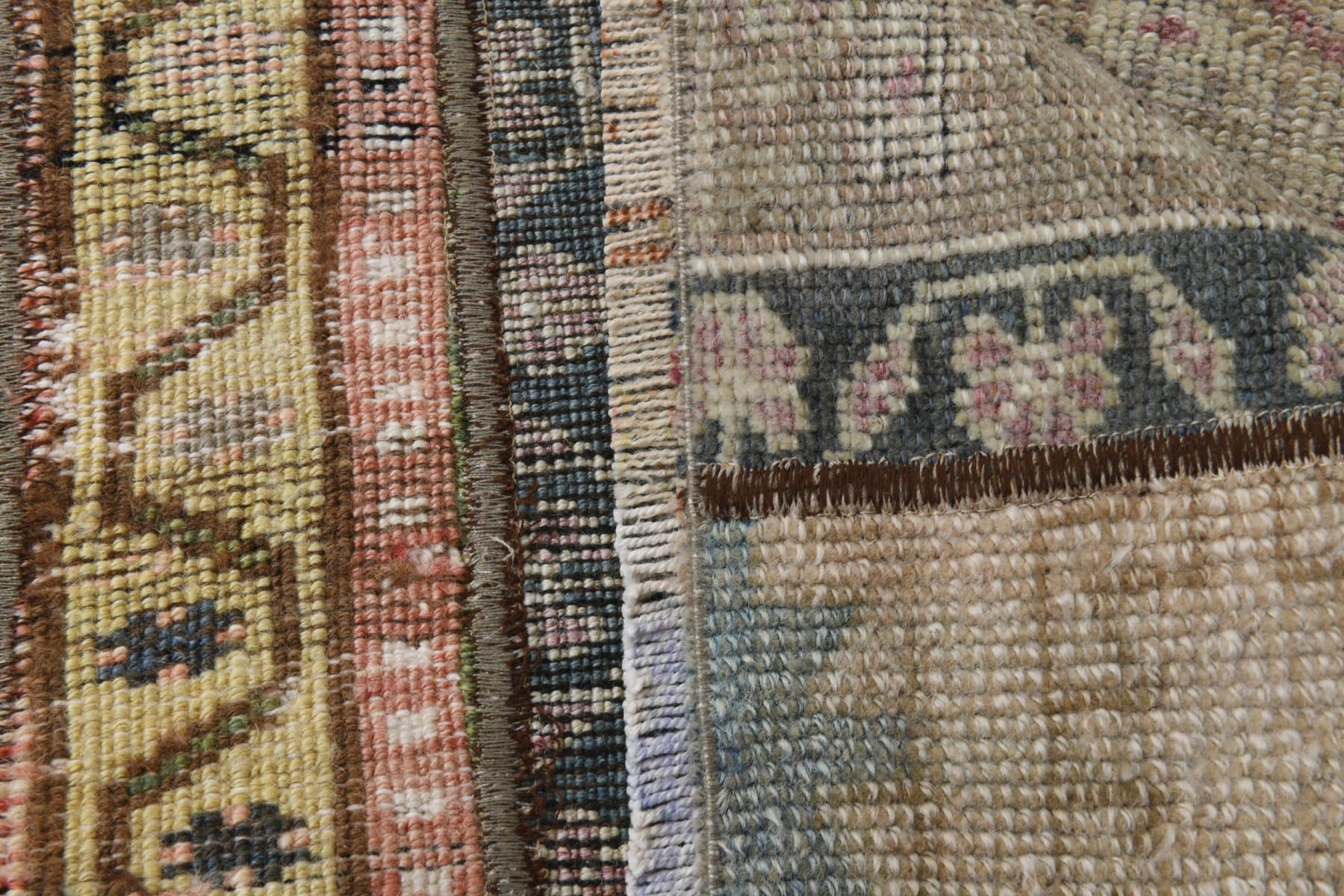 Dywan 98x61 cm, brązowy, beżowy, wełna, lata 60. - 211486