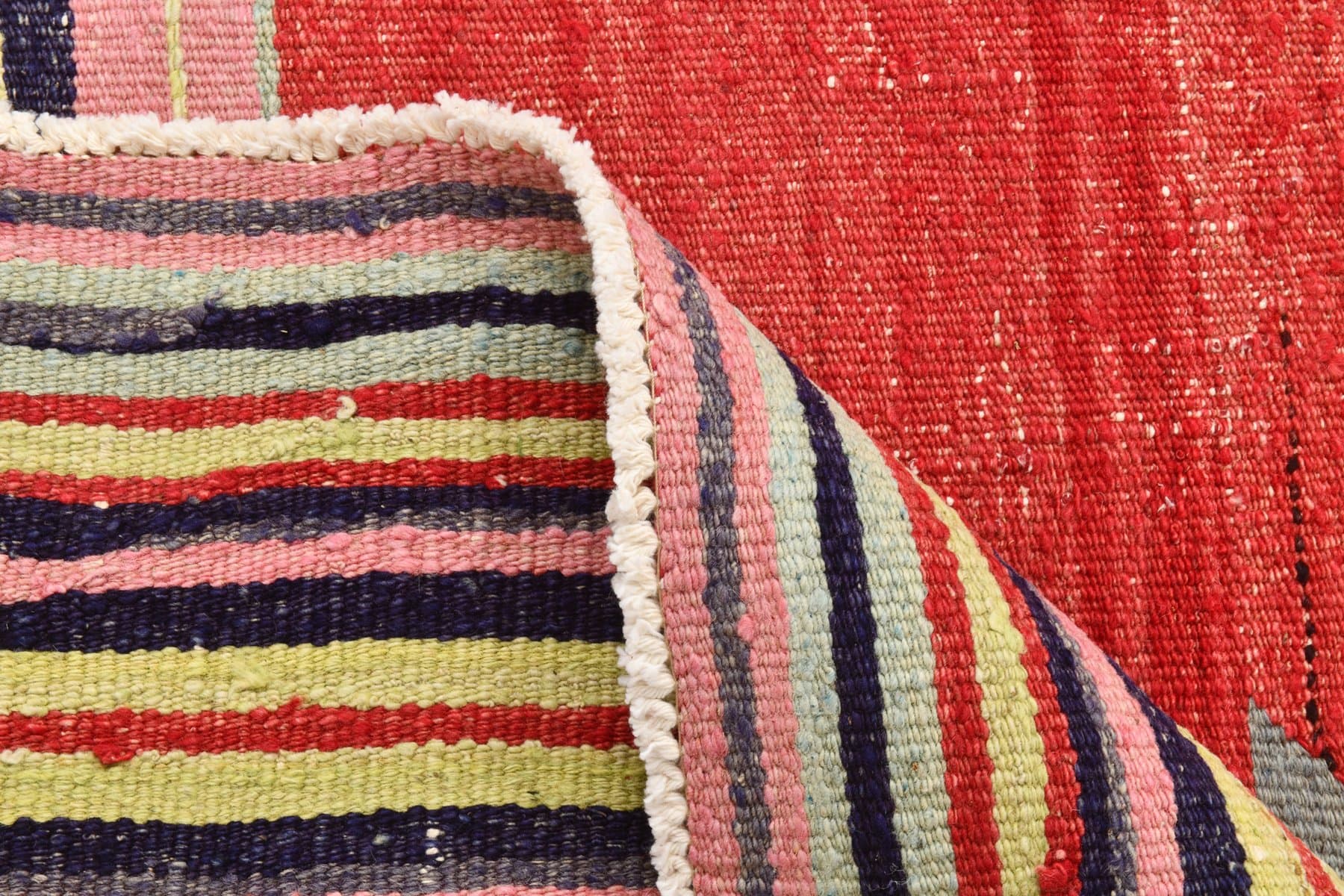 Kilim 241x143 cm, czerwony, beżowy, wełna, lata 70. - 211454