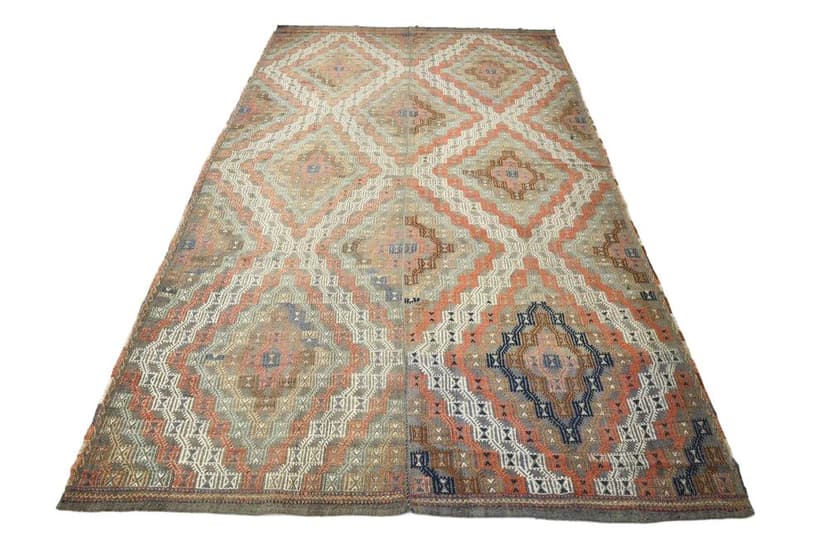 Kilim 178x310 cm, Orange, Grey, Wool, 1970s