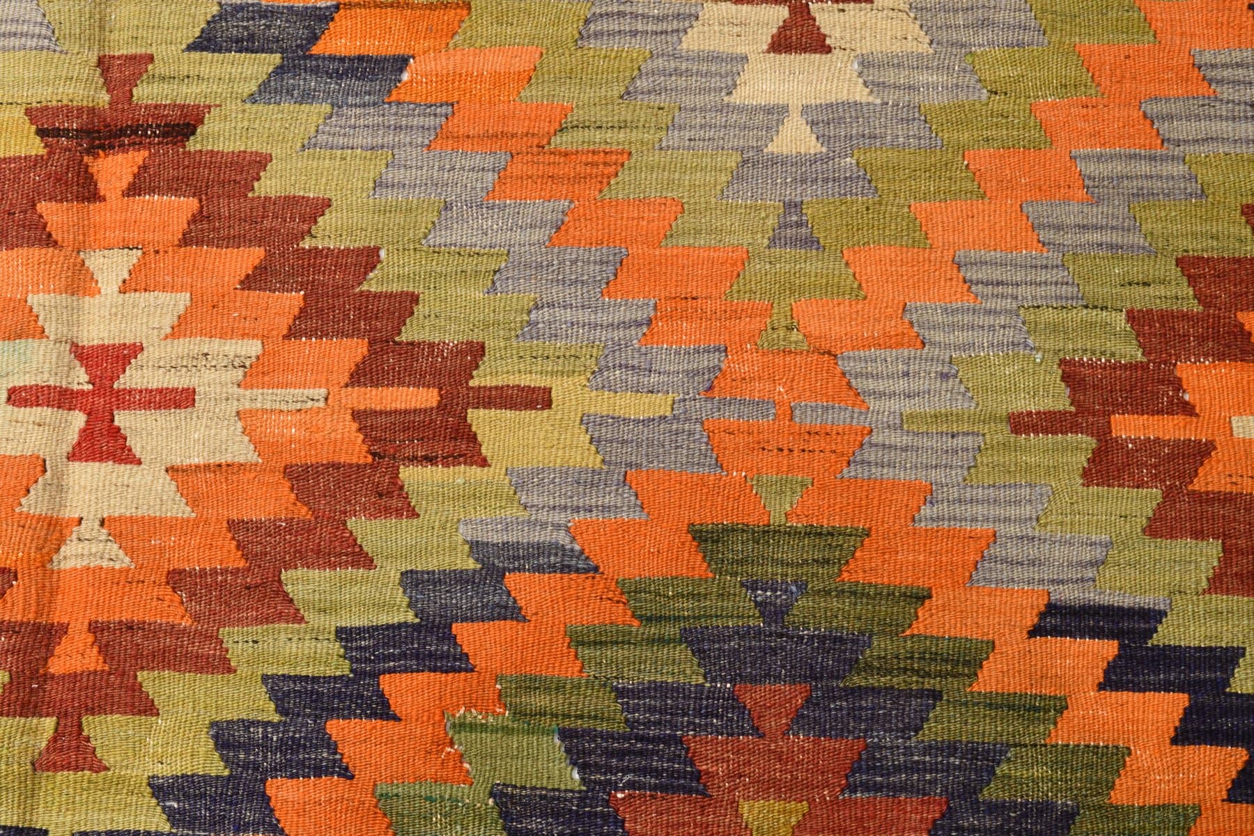 Kilim 228x146 cm, brązowy, wełna, Turcja, lata 60. - 211399