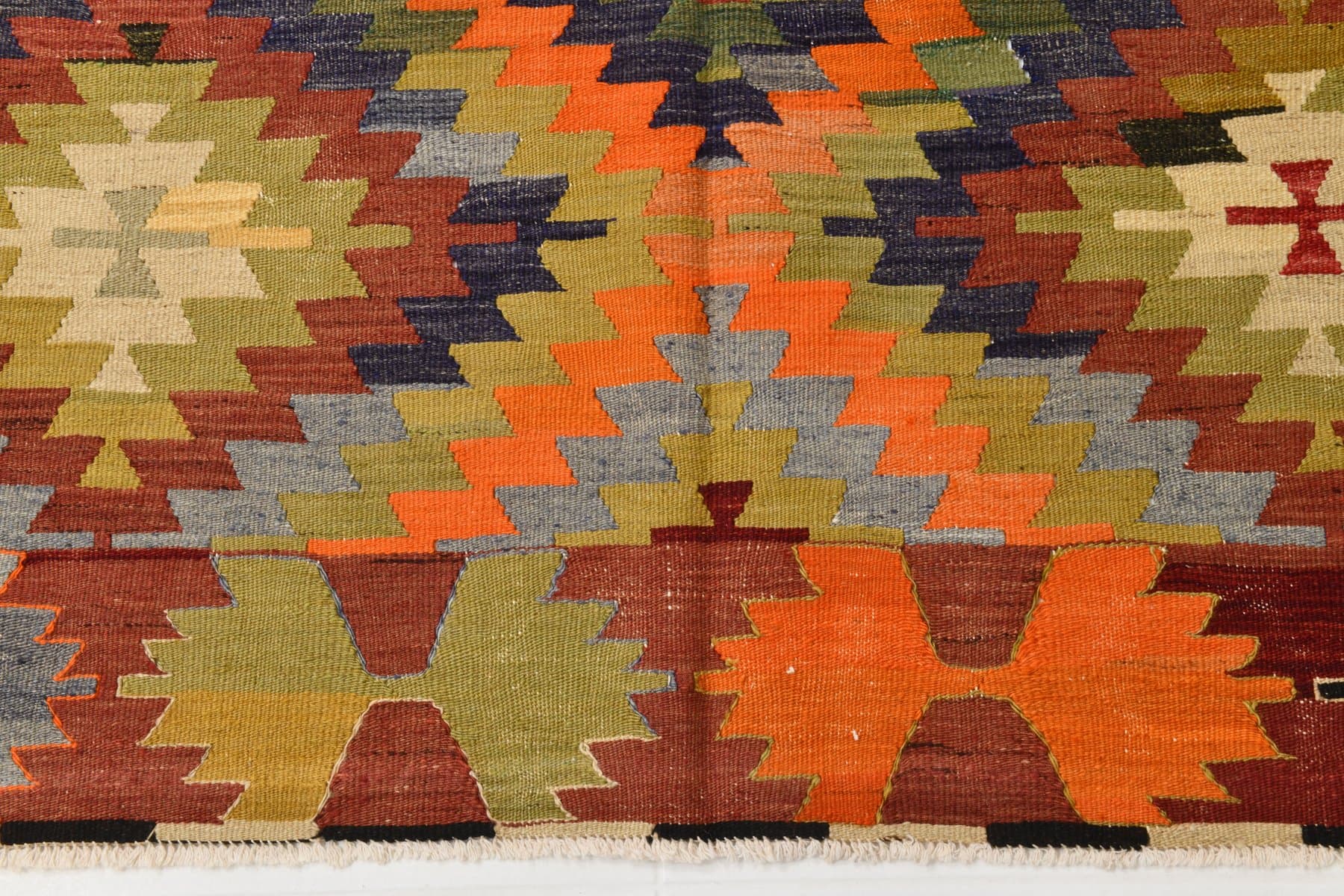 Kilim 228x146 cm, brązowy, wełna, Turcja, lata 60. - 211392