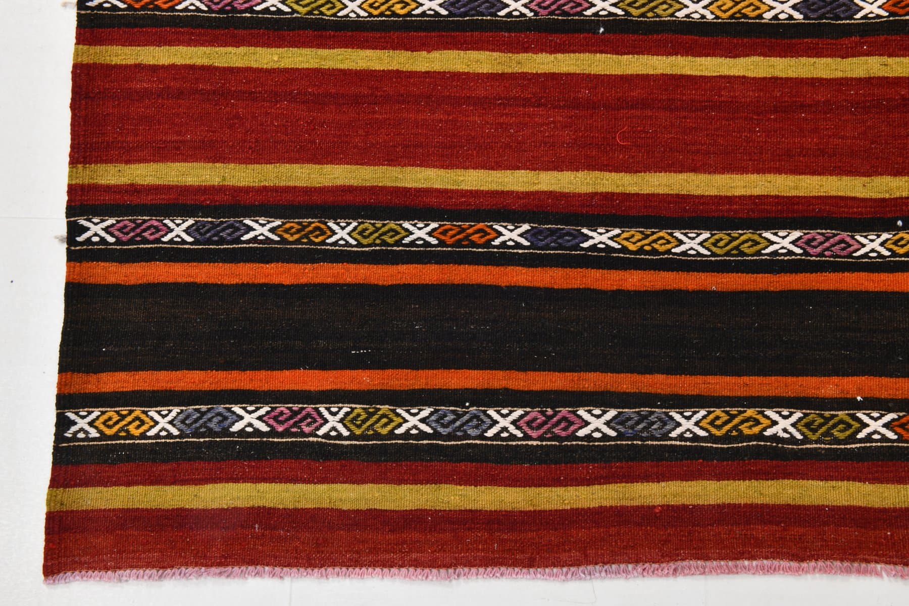 Kilim 269x184 cm, czerwony, czarny, wełna, Turcja, lata 60. - 212123