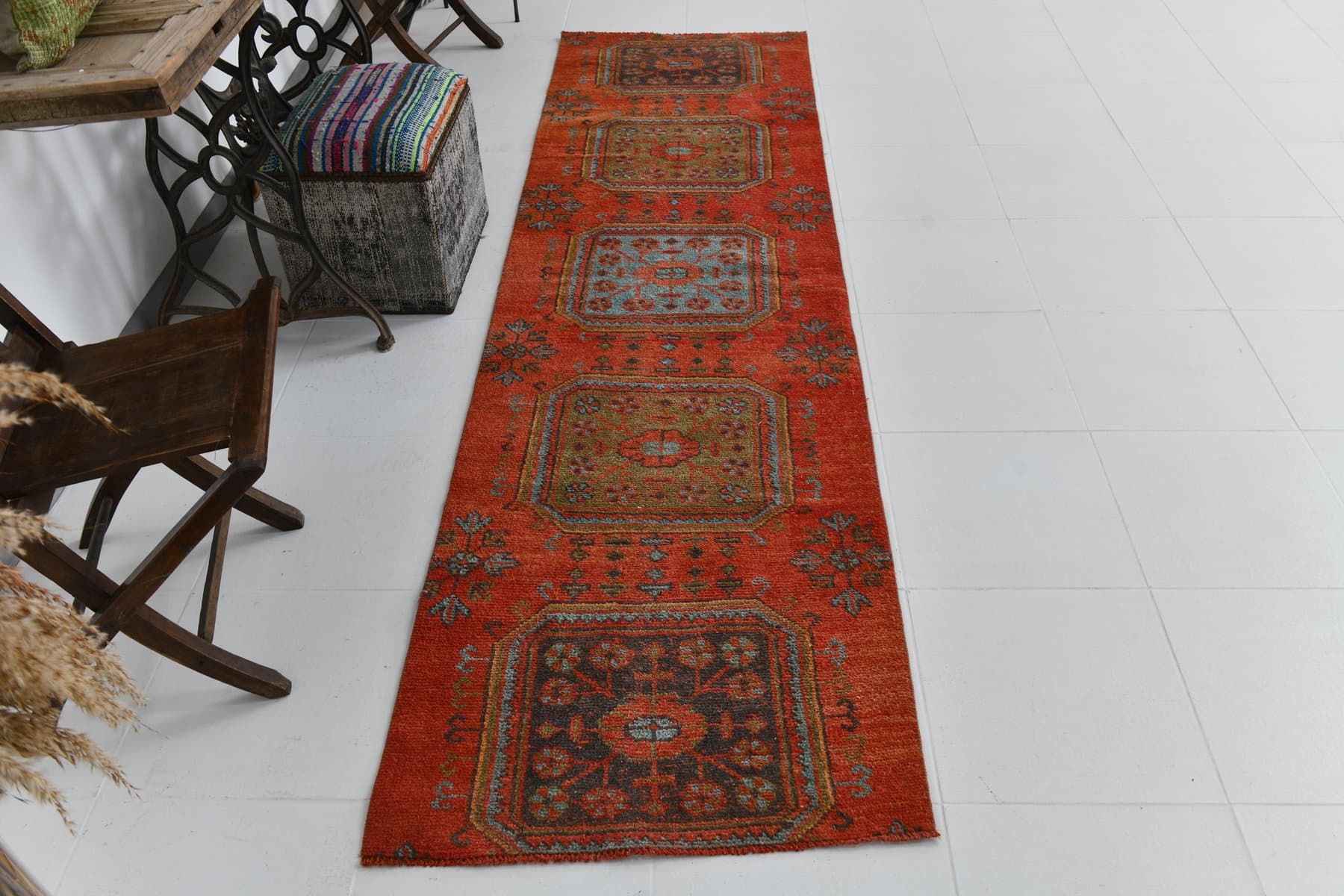 Chodnik 288x79 cm, czerwony, wełna, Turcja, lata 70. - 212073