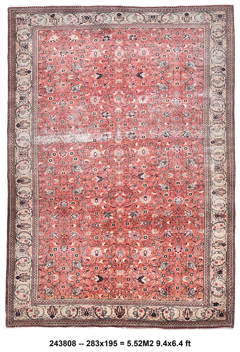 Dywan 195x283 cm, czerwony, wełna, Turcja, lata 60. - 212063