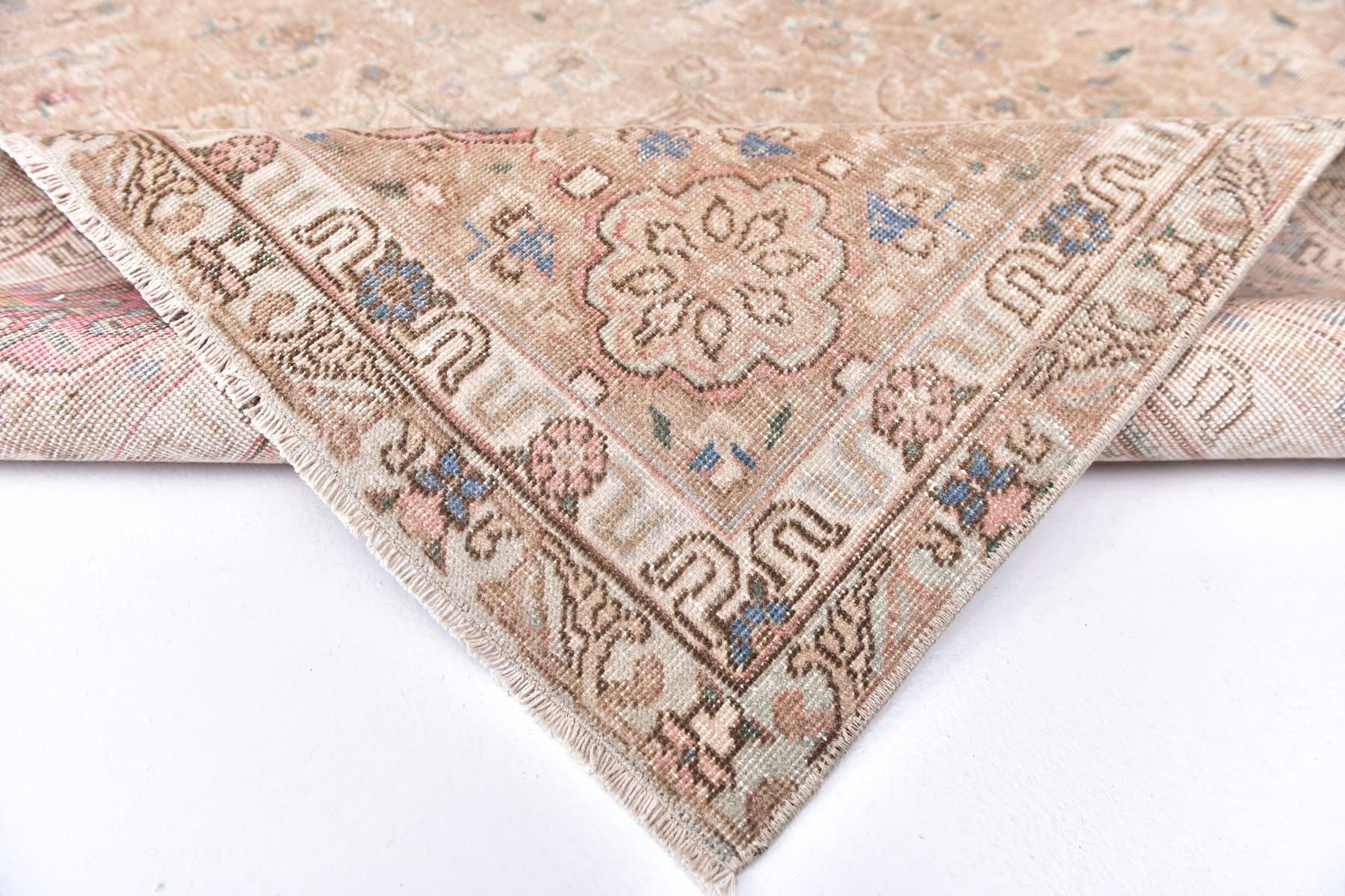 Dywan 382x282 cm, beżowy, brązowy, wełna, lata 50. - 212031