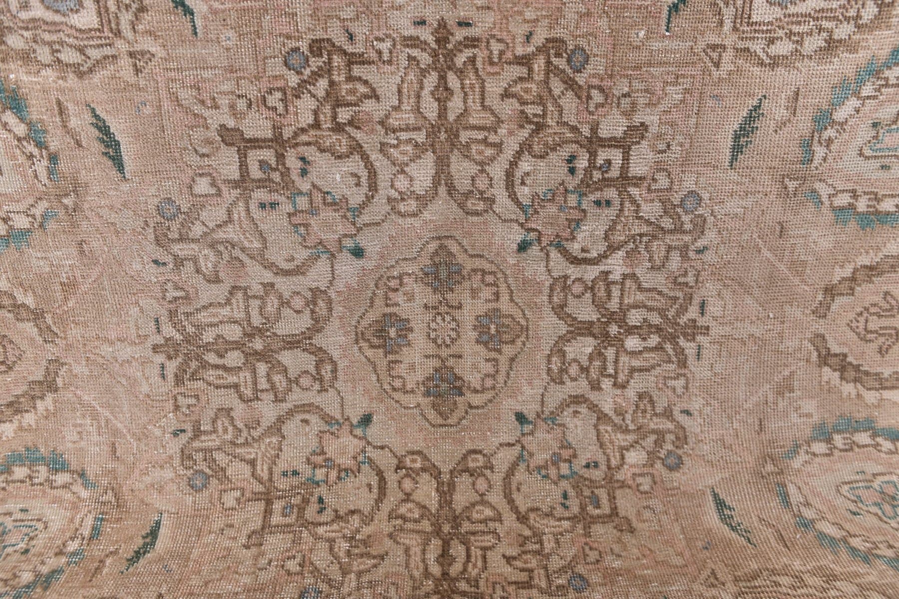 Dywan 382x282 cm, beżowy, brązowy, wełna, lata 50. - 212035