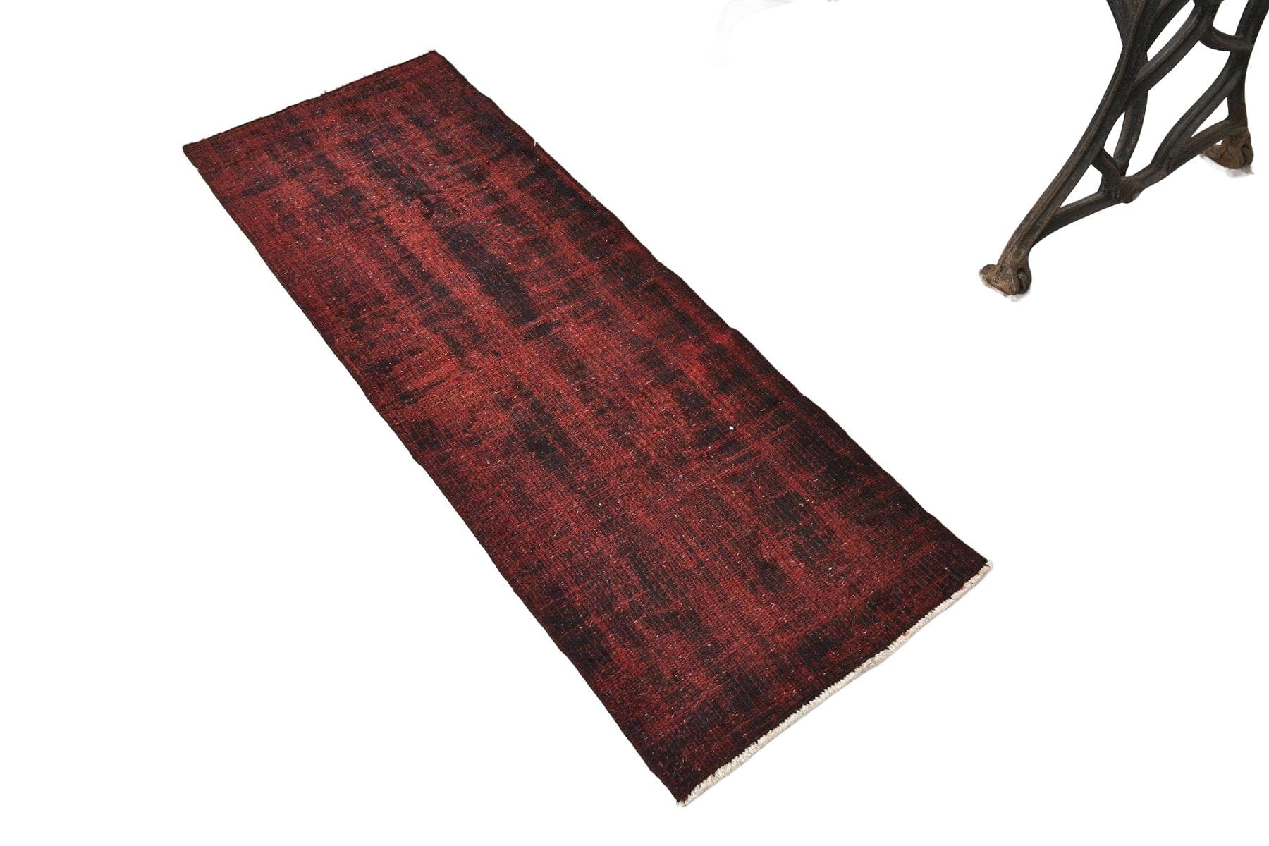 Chodnik 128x46 cm, bordowy, wełna, lata 70. - 211988