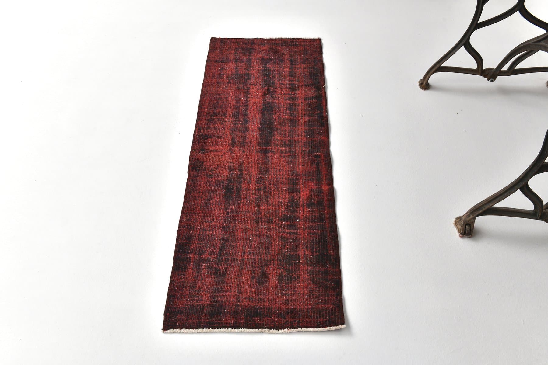 Chodnik 128x46 cm, bordowy, wełna, lata 70. - 211989