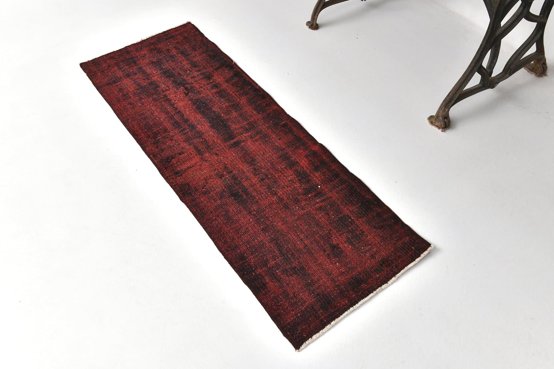 Chodnik 128x46 cm, bordowy, wełna, lata 70. - 211991