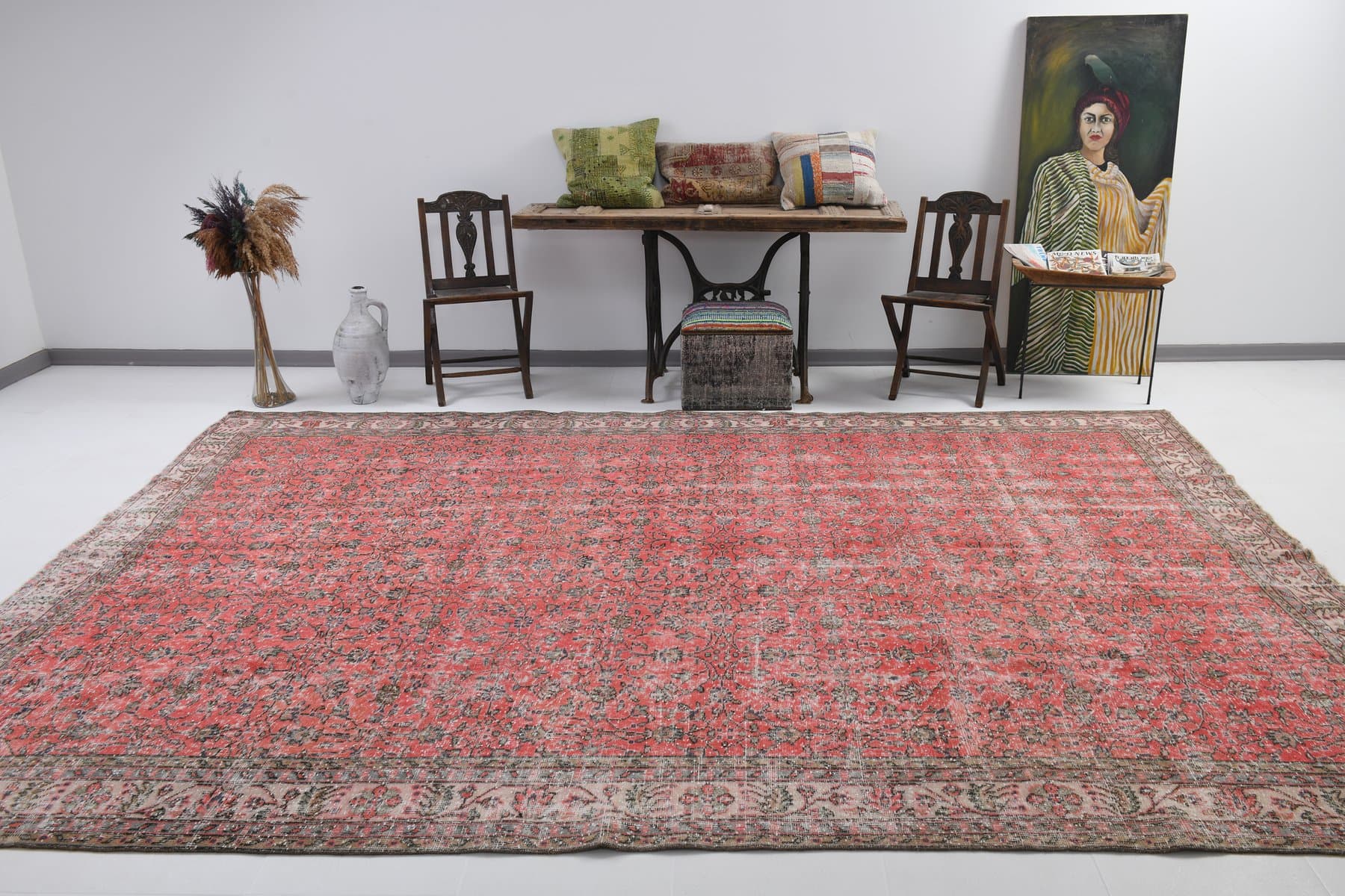 Dywan 267x385 cm, beżowy, wełna, Turcja, lata 60. - 211958