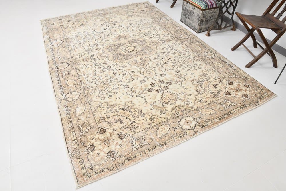 Dywan 198x293 cm, beżowy, wełna, lata 70. - 211939