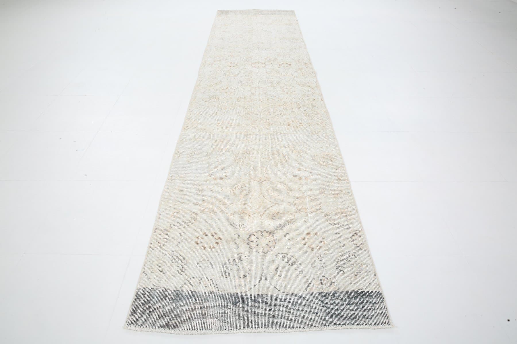 Chodnik 82x338 cm, beżowy, wełna, Turcja, lata 60. - 211879