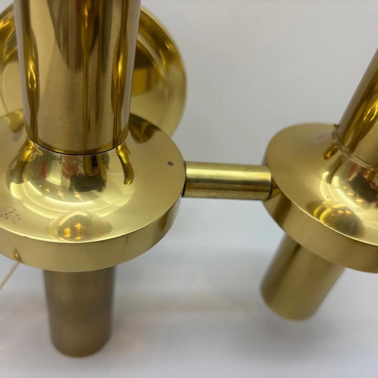 Para kinkietów, złocony mosiądz, proj. G. Sciolari, Włochy, lata 70. - 15465