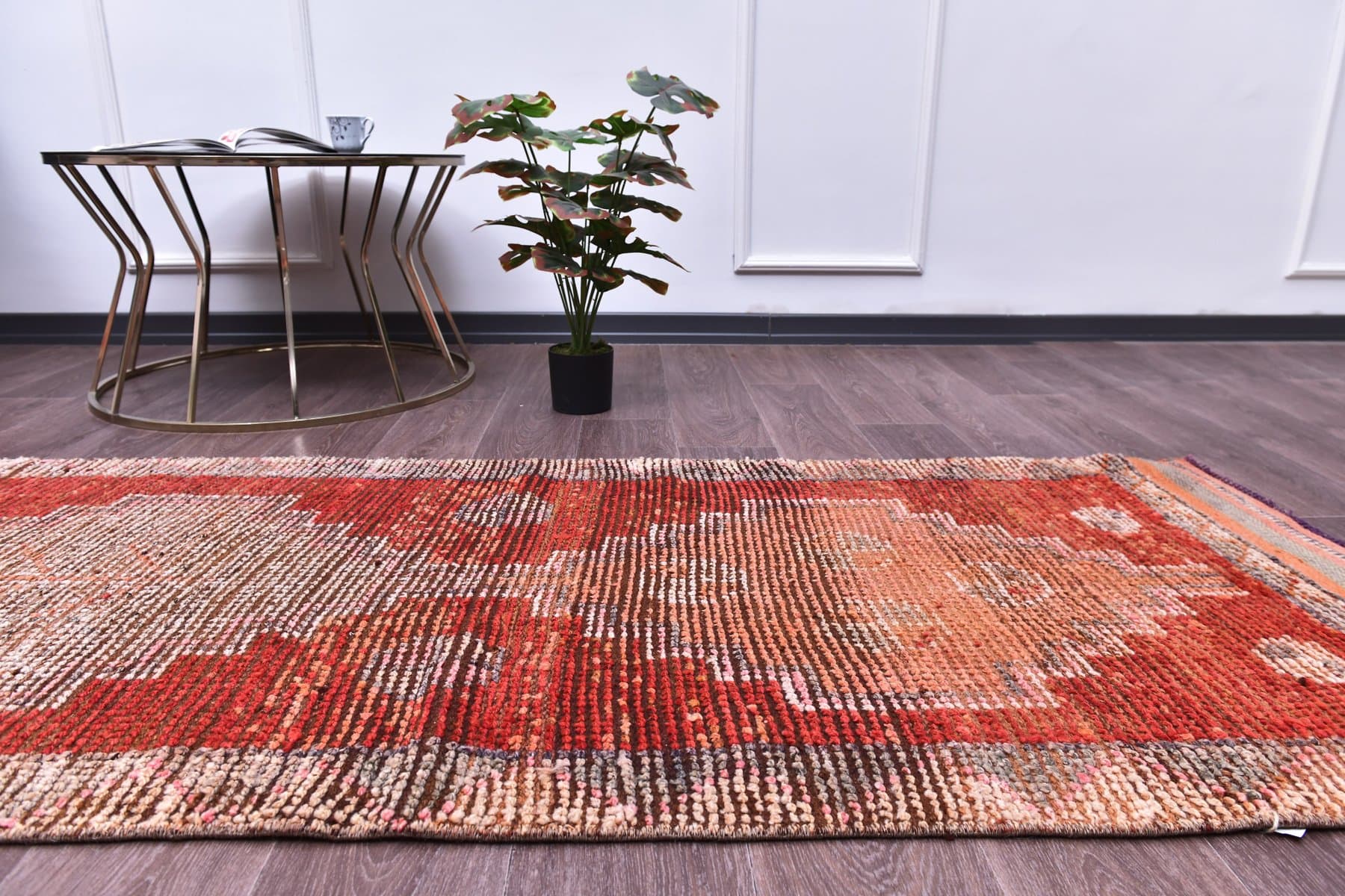 Chodnik 82x372 cm, czerwony, wełna, Turcja, lata 70. - 211853