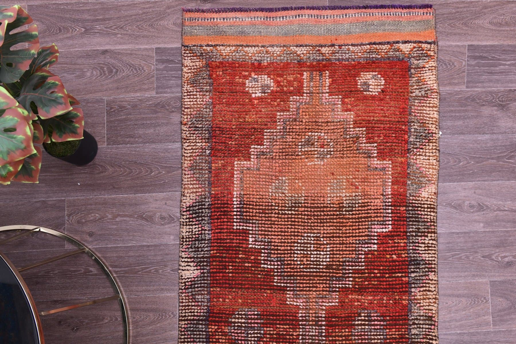 Chodnik 82x372 cm, czerwony, wełna, Turcja, lata 70. - 211856