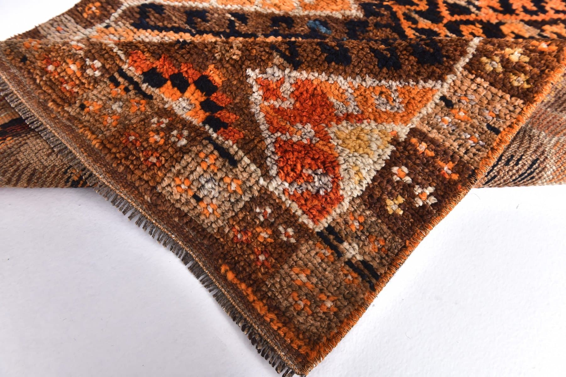 Chodnik 75x270 cm, brązowy, wełna, Turcja, lata 70. - 211844