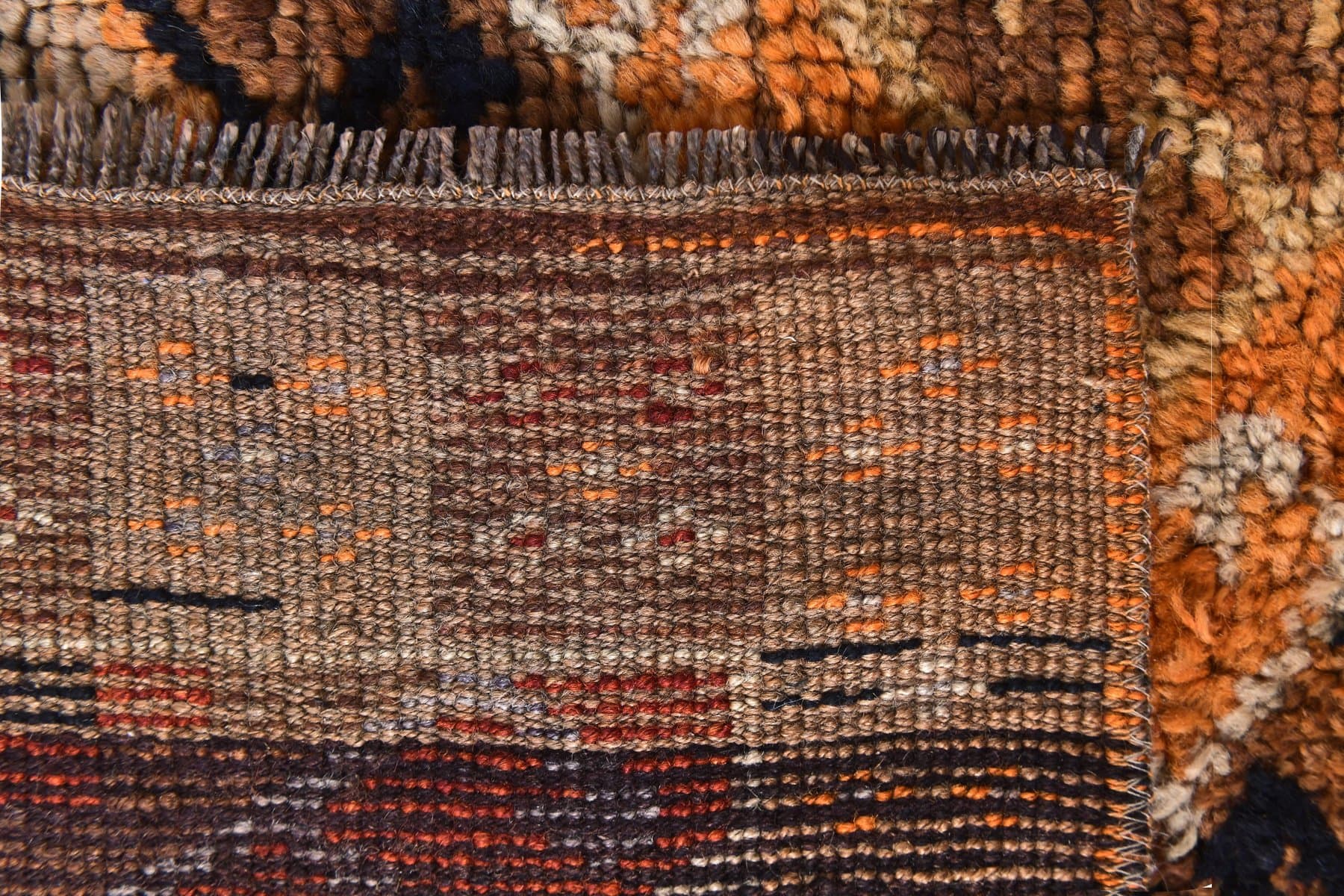 Chodnik 75x270 cm, brązowy, wełna, Turcja, lata 70. - 211837