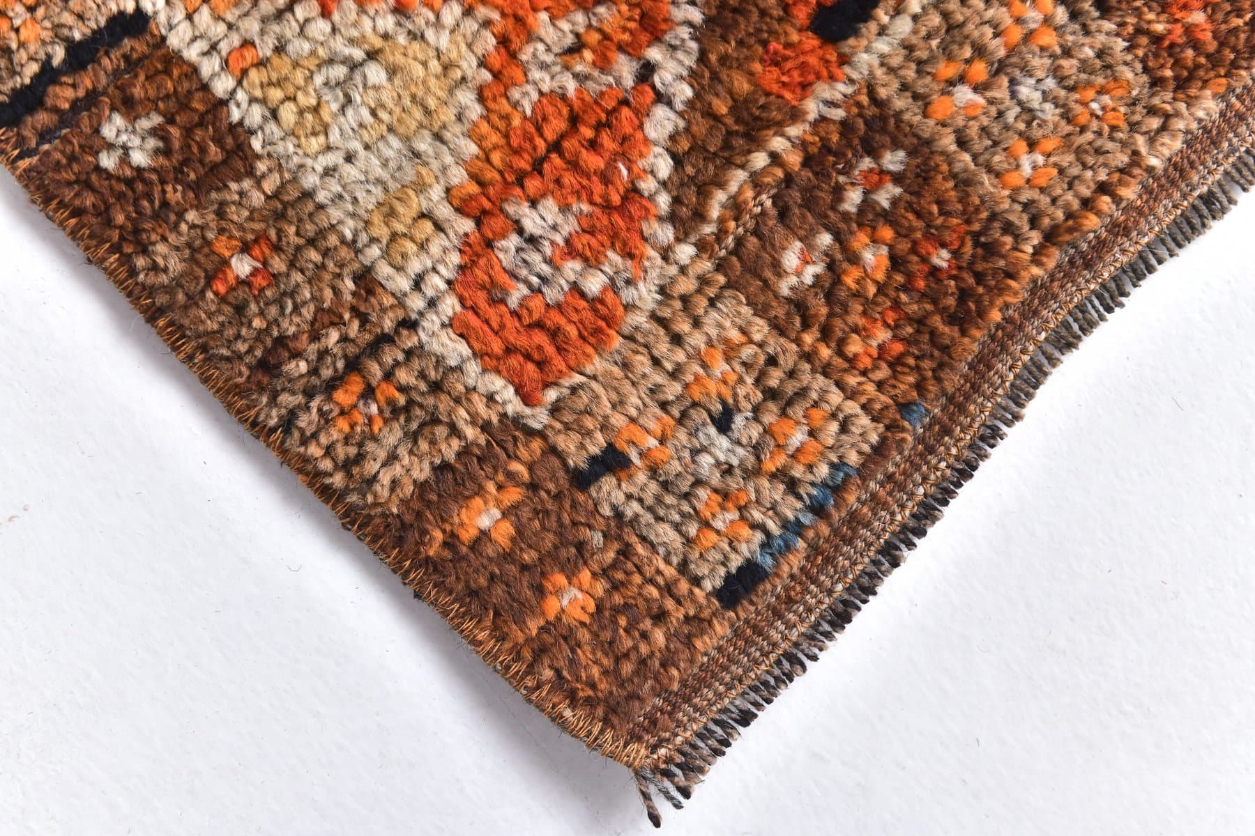 Chodnik 75x270 cm, brązowy, wełna, Turcja, lata 70. - 211843