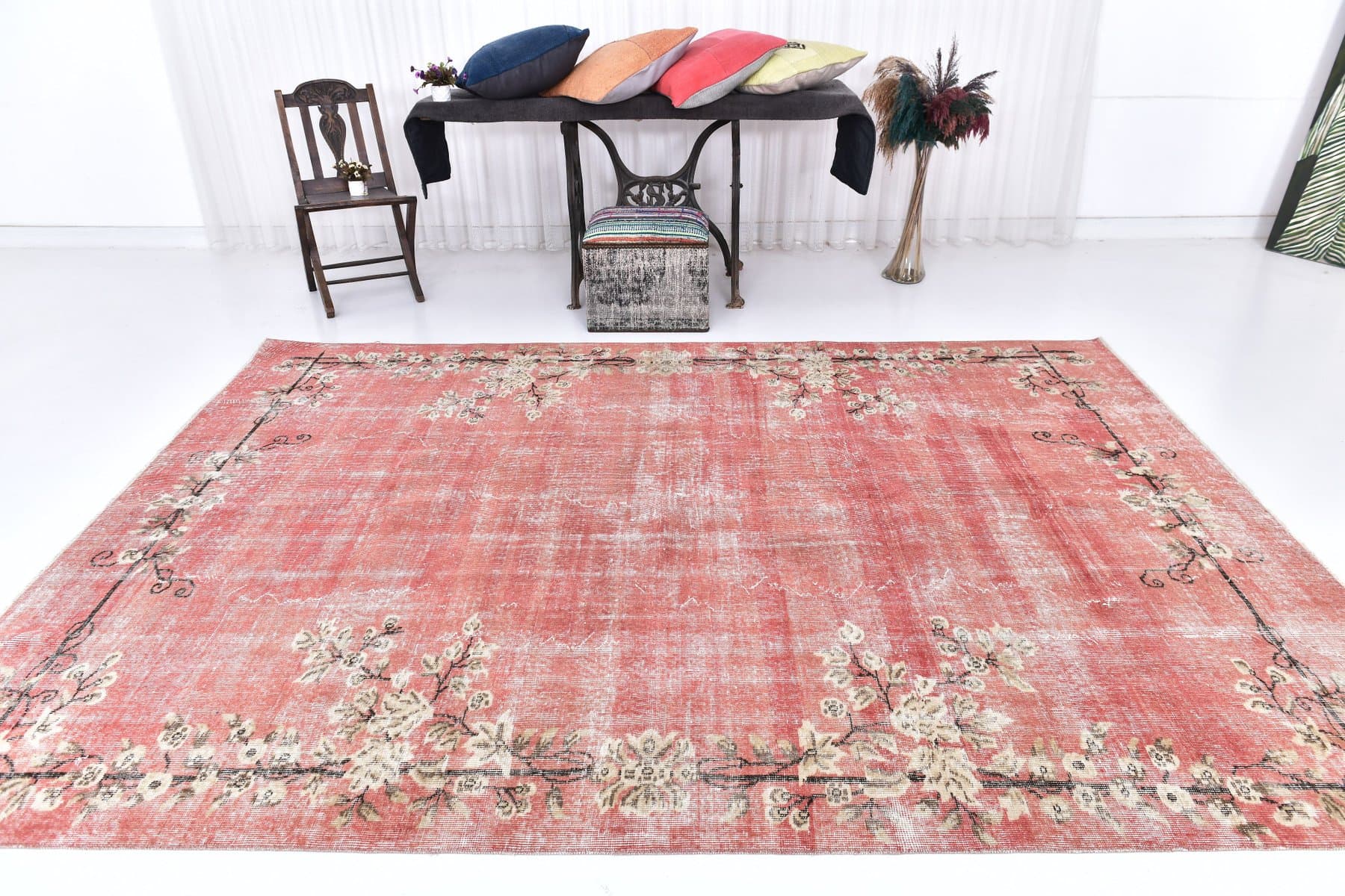 Dywan 213x309 cm, czerwony, wełna, Turcja, lata 60. - 211816